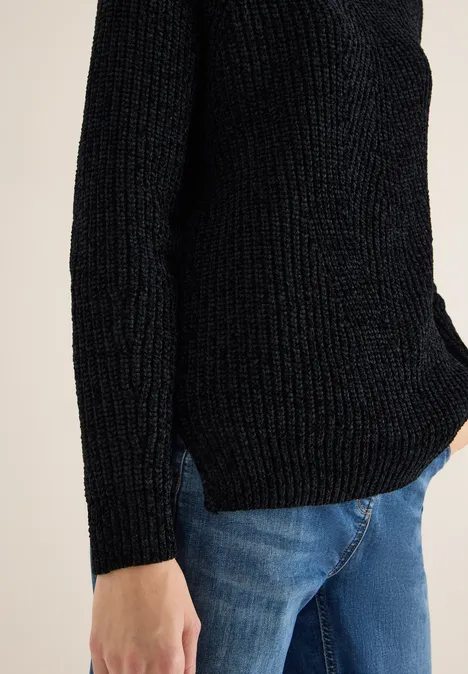 Turtleneck Chenille Pullover Black Turtleneck Chenille Pullover Black