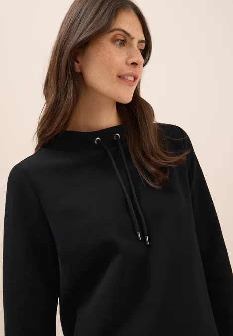 Funnel Neck Strukturshirt Black