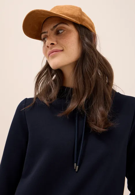 Funnel Neck Strukturshirt urban dark blue