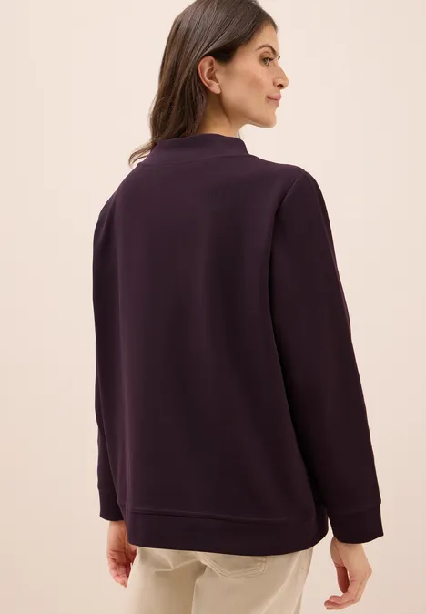 T-shirt structuré Funnel Neck eggplant red