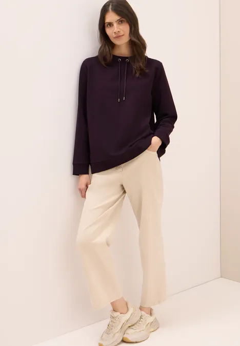 Shirt met structuur en trechtervormige hals eggplant red