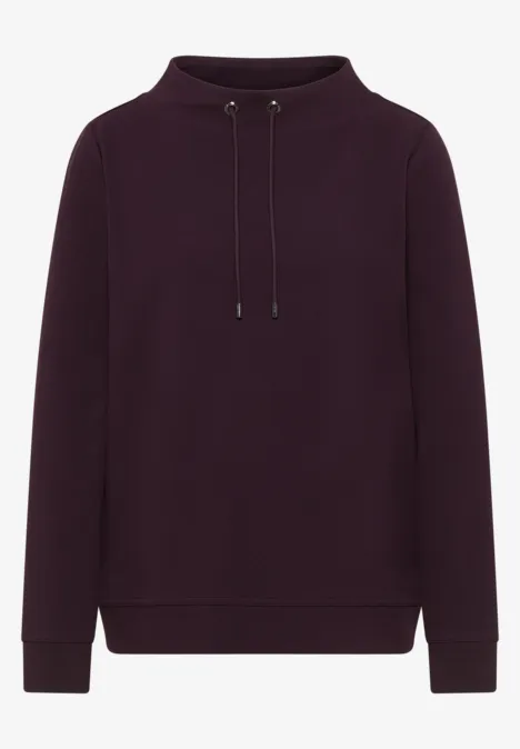 Shirt met structuur en trechtervormige hals eggplant red