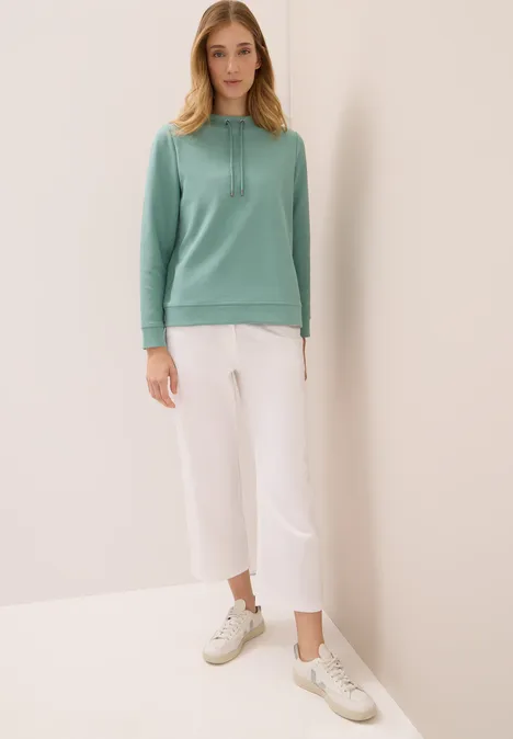 Funnel Neck Strukturshirt jewel green