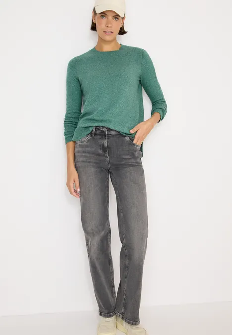 Pullover mit Strickdetail jewel green melange