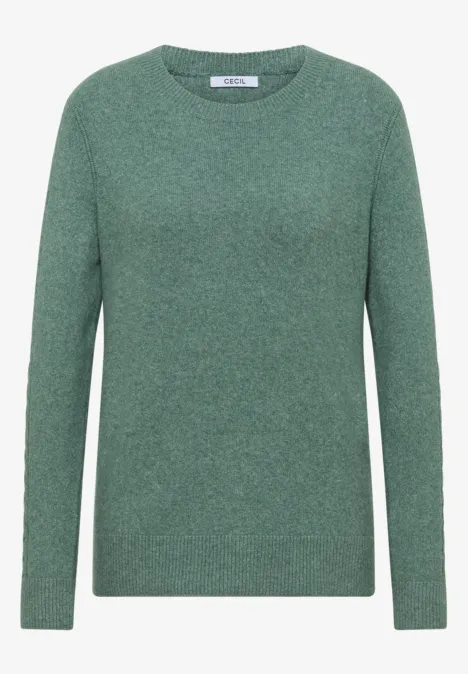 Pullover mit Strickdetail jewel green melange