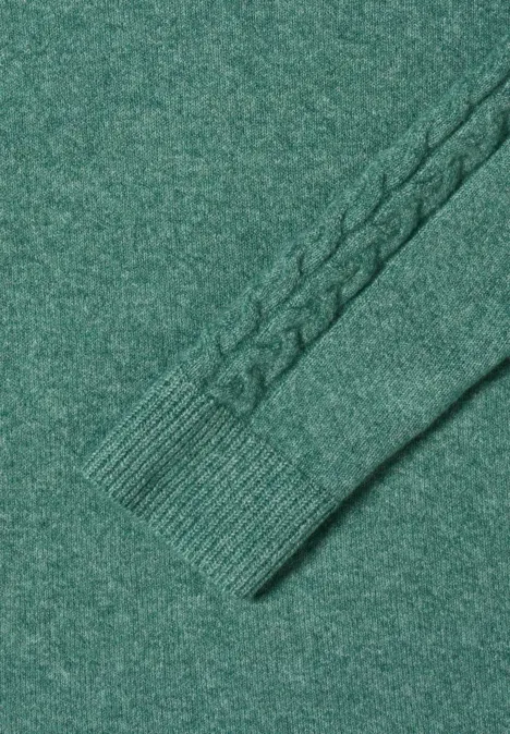 Pullover mit Strickdetail jewel green melange