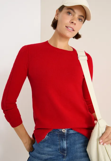 Pullover mit Strickdetail fiery red