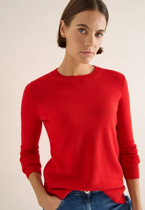 Pullover mit Strickdetail fiery red