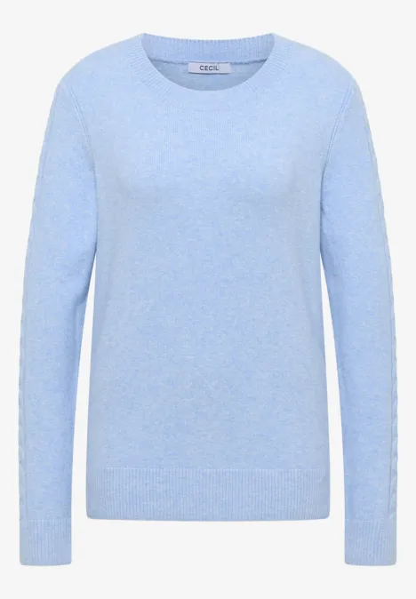 Pullover mit Strickdetail sporty light blue melange