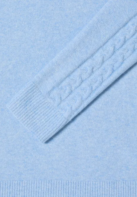 Pullover mit Strickdetail sporty light blue melange