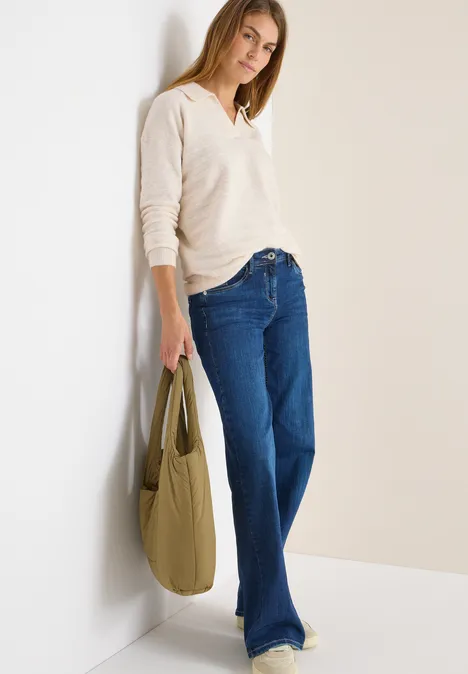 Softer Strukturpullover oat milk beige melange