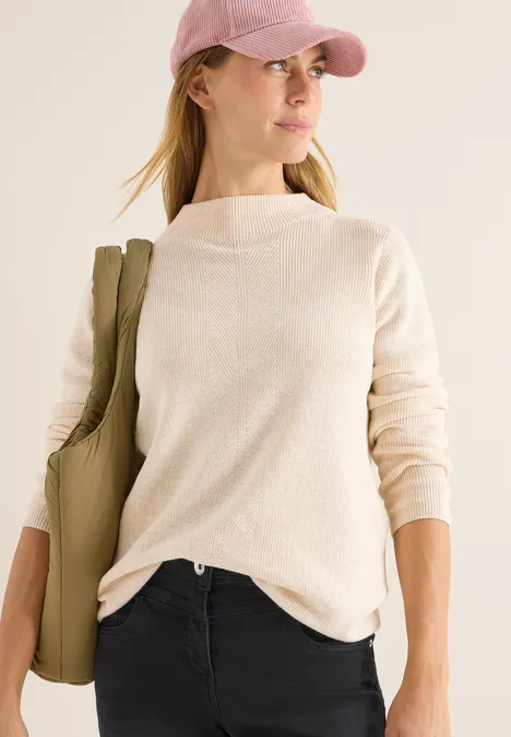 Strukturmix Pullover oat milk beige melange