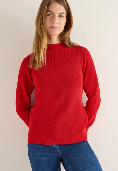 Strukturmix Pullover fiery red