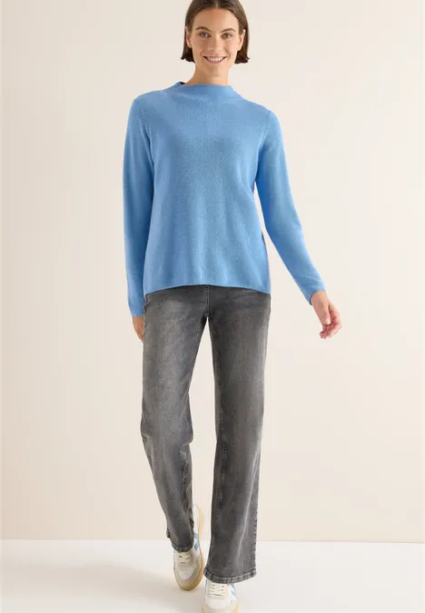 Strukturmix Pullover sporty light blue melange