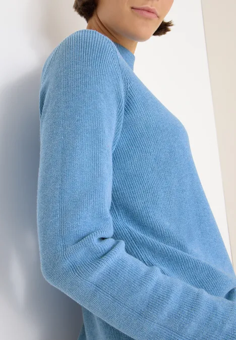 Strukturmix Pullover sporty light blue melange