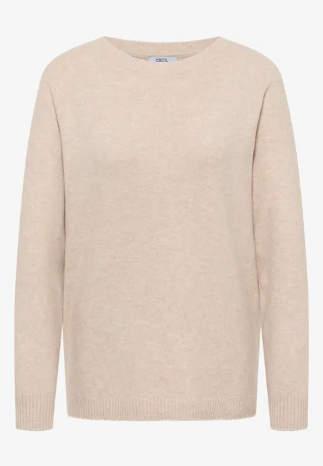 Zachte trui in effen kleur desert beige melange