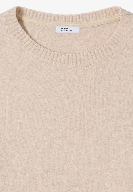 Doux pull-over en couleur unie desert beige melange