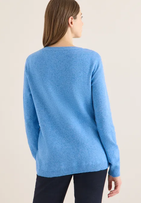 Softer Pullover in Unifarbe fountain blue melange