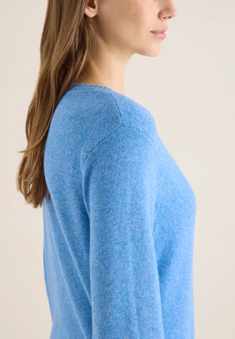 Softer Pullover in Unifarbe fountain blue melange