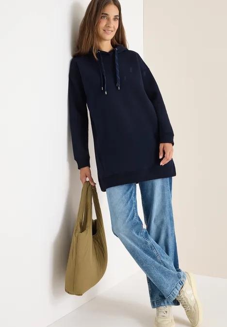 Langer Kapuzenpullover urban dark blue