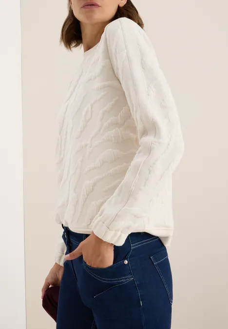 Strukturmuster Sweatshirt light beige