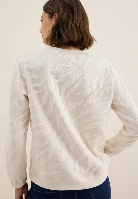 Strukturmuster Sweatshirt light beige