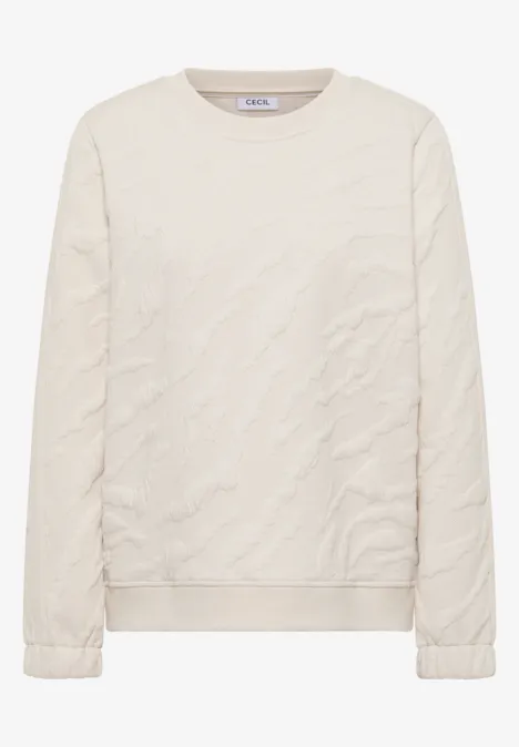 Strukturmuster Sweatshirt light beige