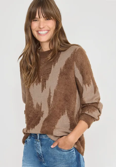 Gemusterter Pullover mocha caramel