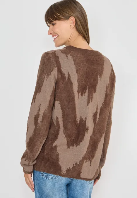 Gemusterter Pullover mocha caramel