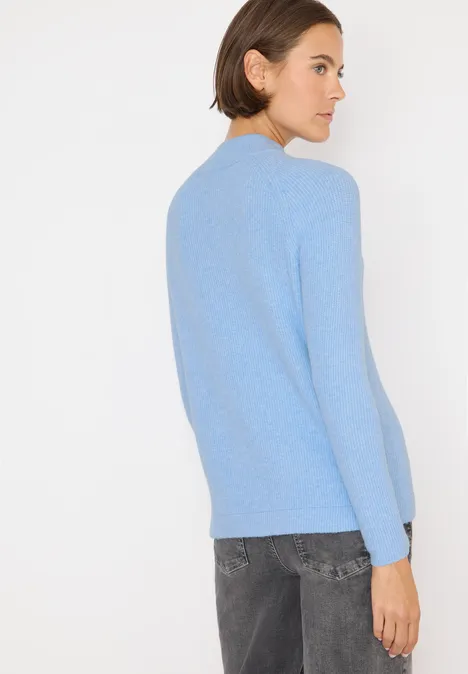 Strukturpullover mit Zipper sporty light blue melange