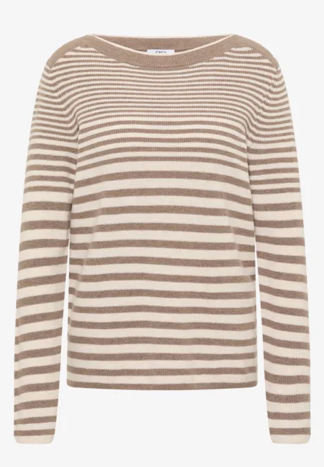 Gestreifter Pullover toffee cream melange