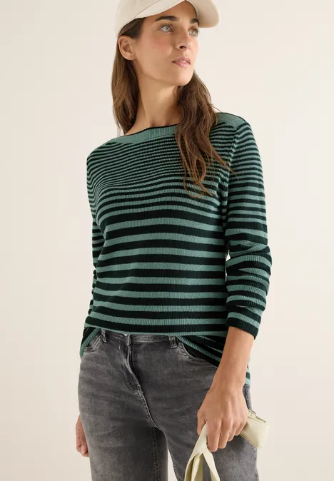 Gestreifter Pullover jewel green