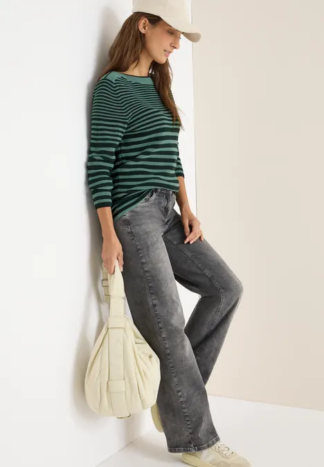 Gestreifter Pullover jewel green