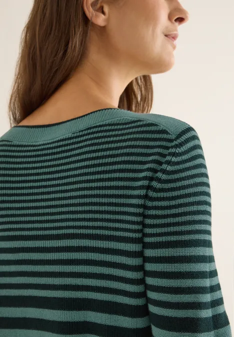 Gestreifter Pullover jewel green