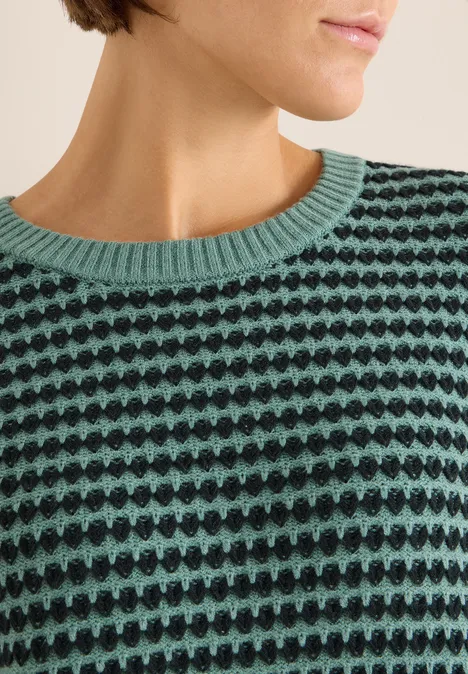 Two-Tone Strukturpullover jewel green