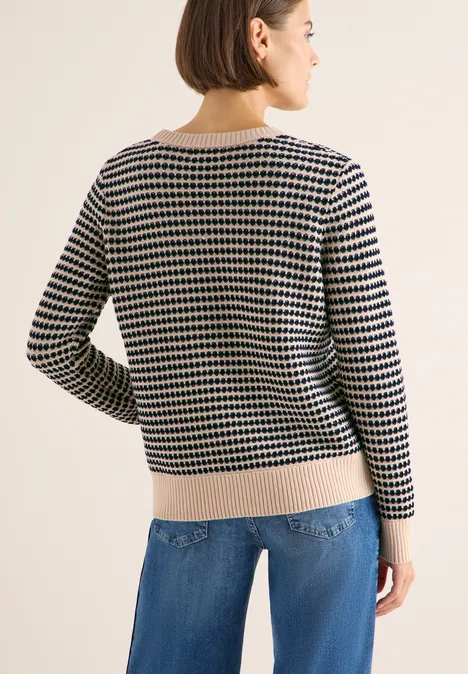 Two-Tone Strukturpullover oat milk beige