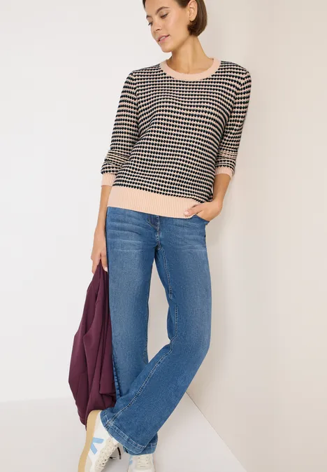 Two-Tone Strukturpullover oat milk beige