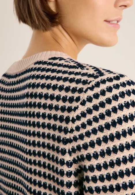 Two-Tone Strukturpullover oat milk beige