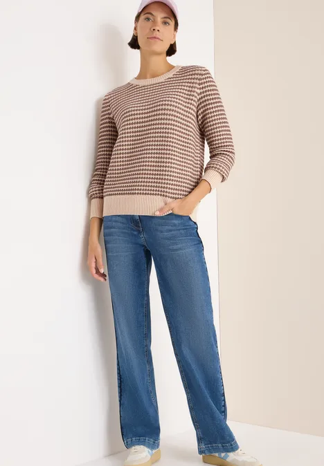 Two-Tone Strukturpullover cocoa taupe
