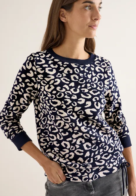 Sweatshirt met leopatroon urban dark blue