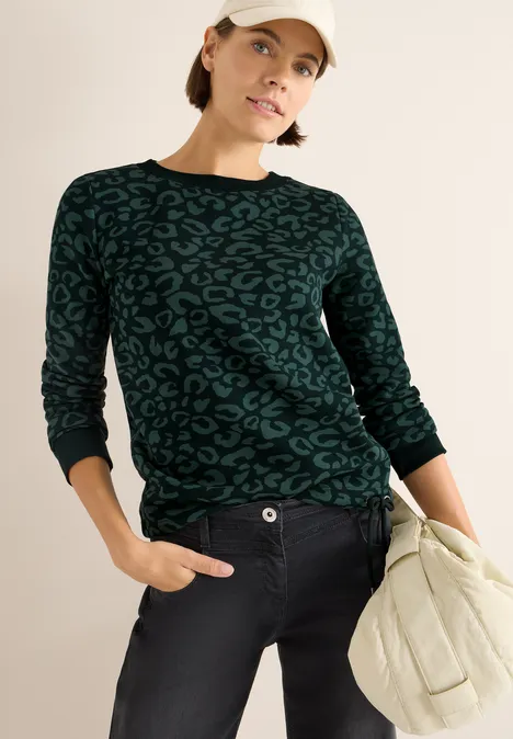 Sweatshirt mit Leo-Muster ink green