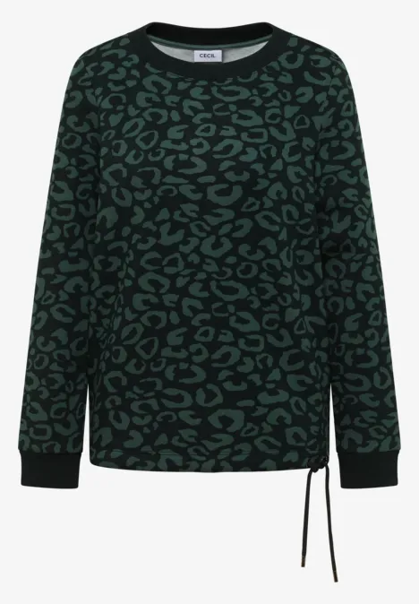 Sweatshirt mit Leo-Muster ink green