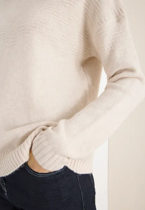 Softer Jacquard Pullover oat milk beige melange