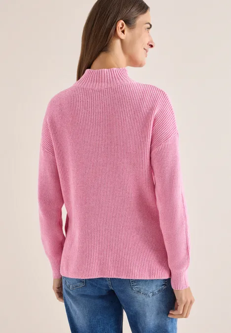 Mouliné Pullover mit Troyer dark blossom melange