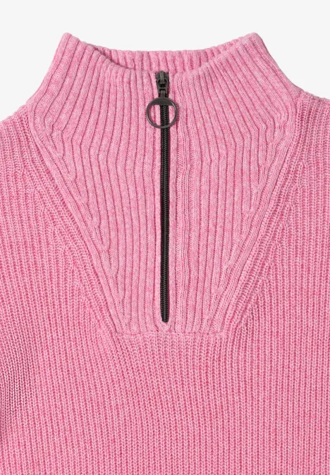 Mouliné Pullover mit Troyer dark blossom melange