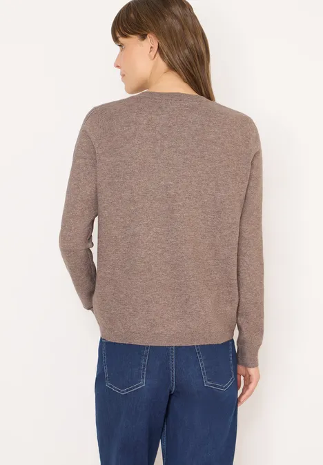 Pull douillet à col en V chocolate mousse melange