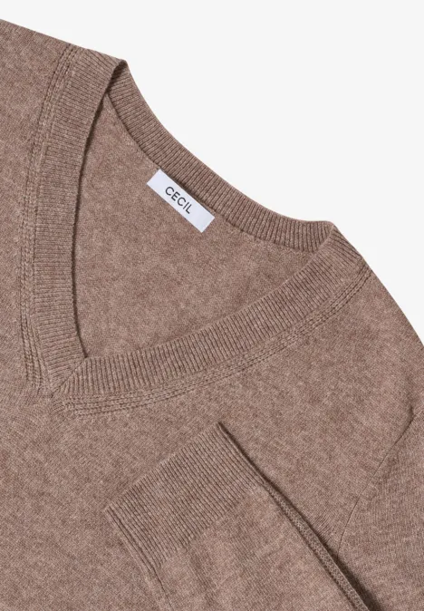 Pull douillet à col en V chocolate mousse melange