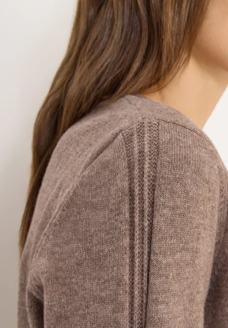 Pull douillet à col en V chocolate mousse melange