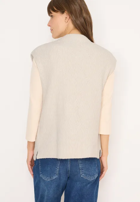 Trui met gebreid detail oat milk beige melange