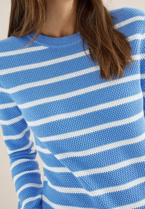 Gestreifter Pullover fountain blue Gestreifter Pullover fountain blue